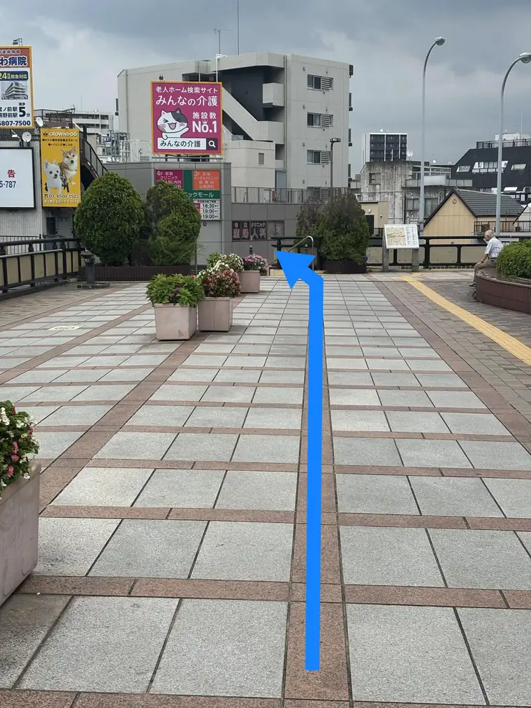北口改札を出て右へ進んだ先の陸橋の歩道